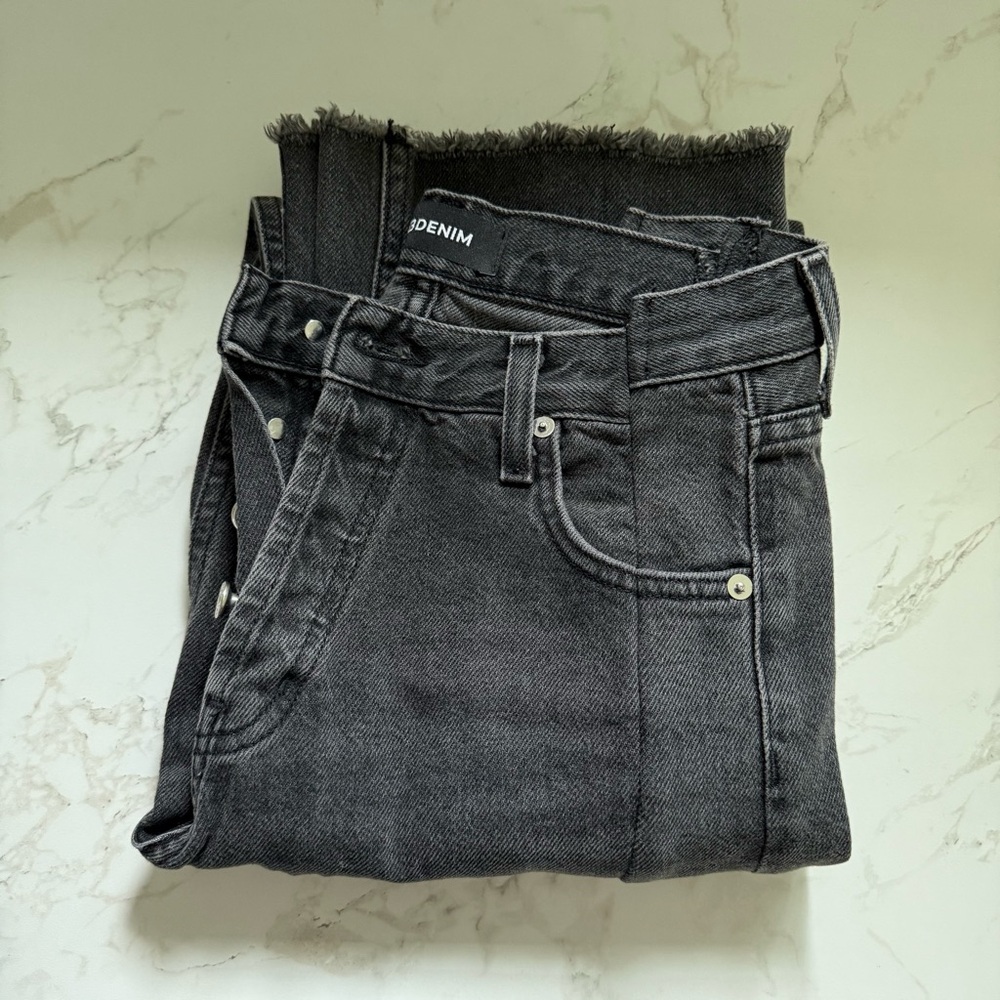 EB denim black slit hem jeans